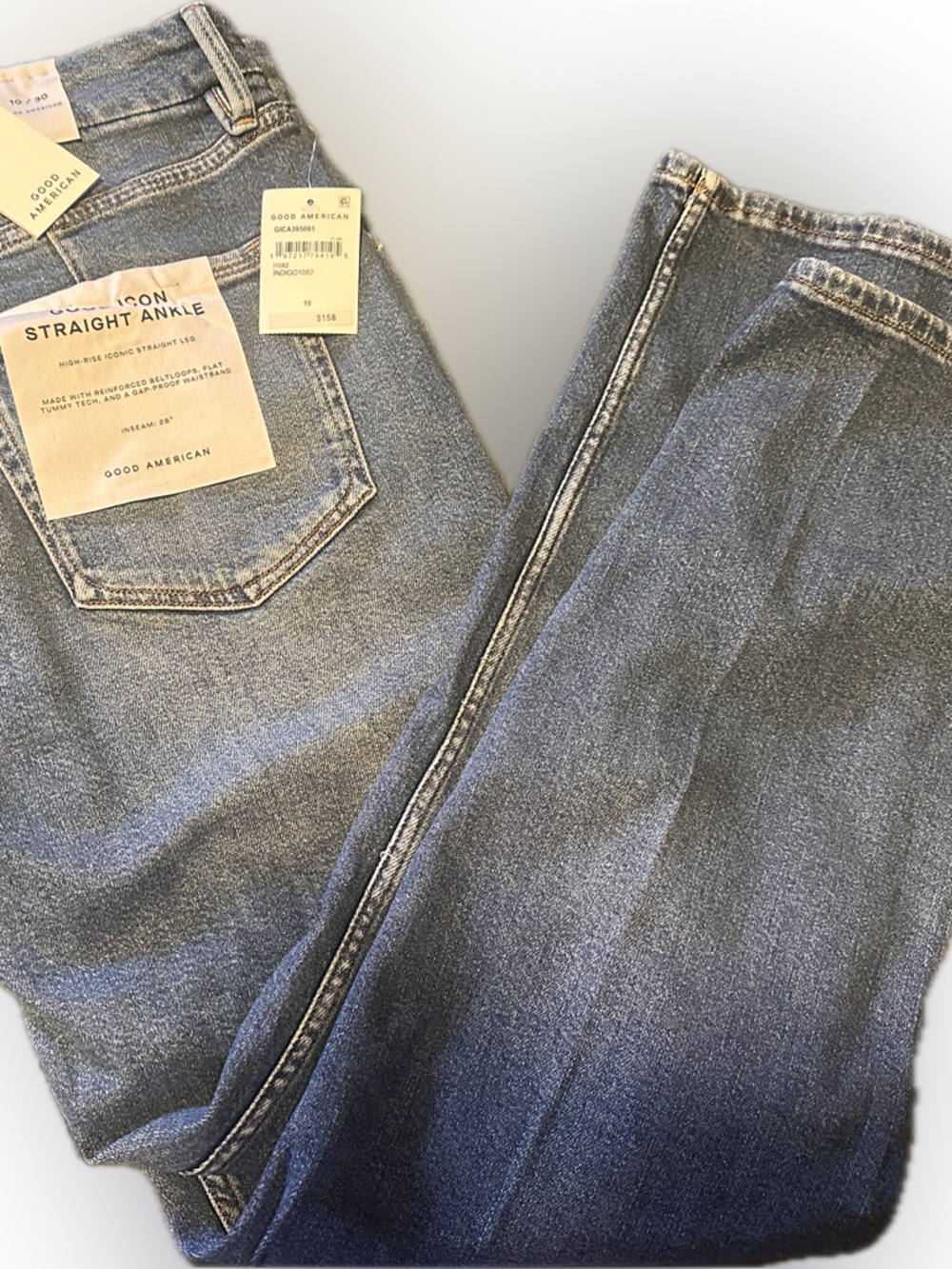 Good American Straight Leg Jeans - Faded Blue